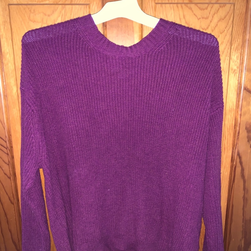 AE pop of color purple sweater